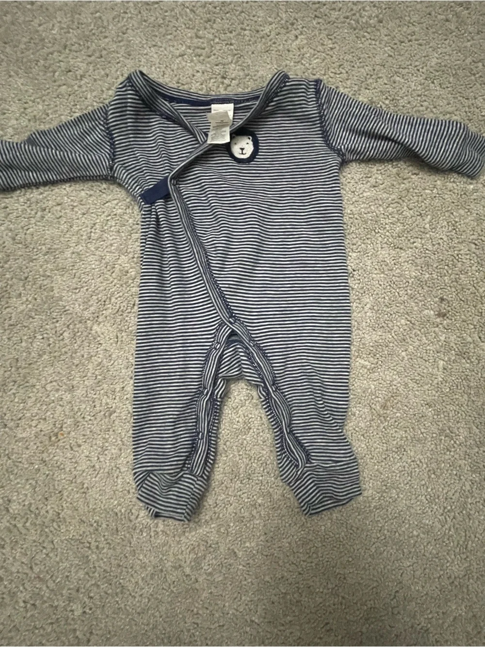 Carter's Blue & Gray Baby One-Piece Footies - 3 Pack